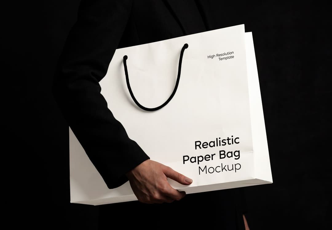 Realistic Paper Shopping Bag Mockup