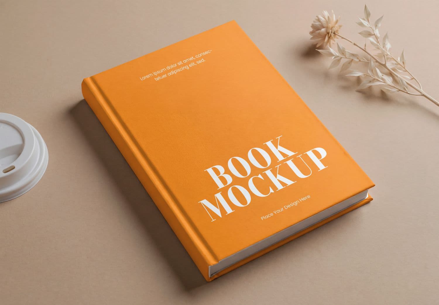 Hardcover Book Mockup With Minimal Desk Scene