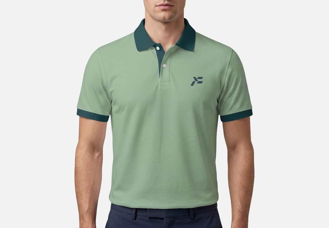 Modern Polo Shirt Front Branding Mockup with Contrast Details