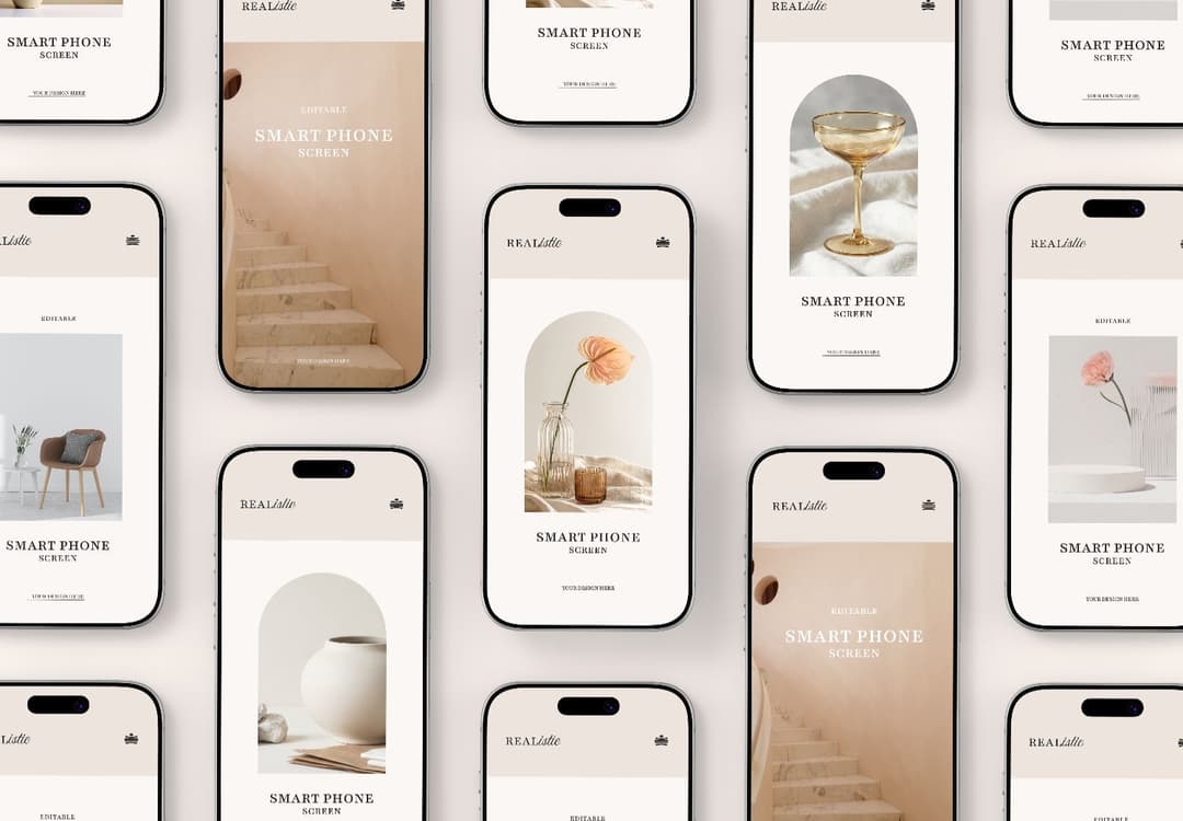 Multi Smartphone Screen Mockup