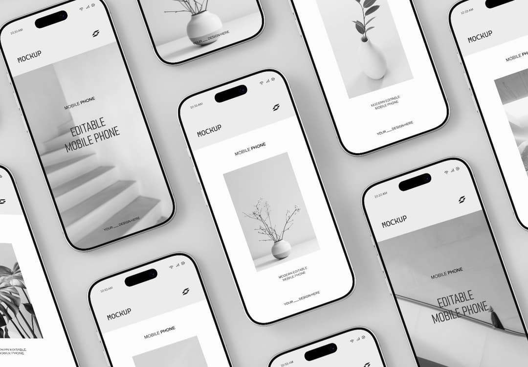 Multiple Mobile Phone Screen Mockup Layout