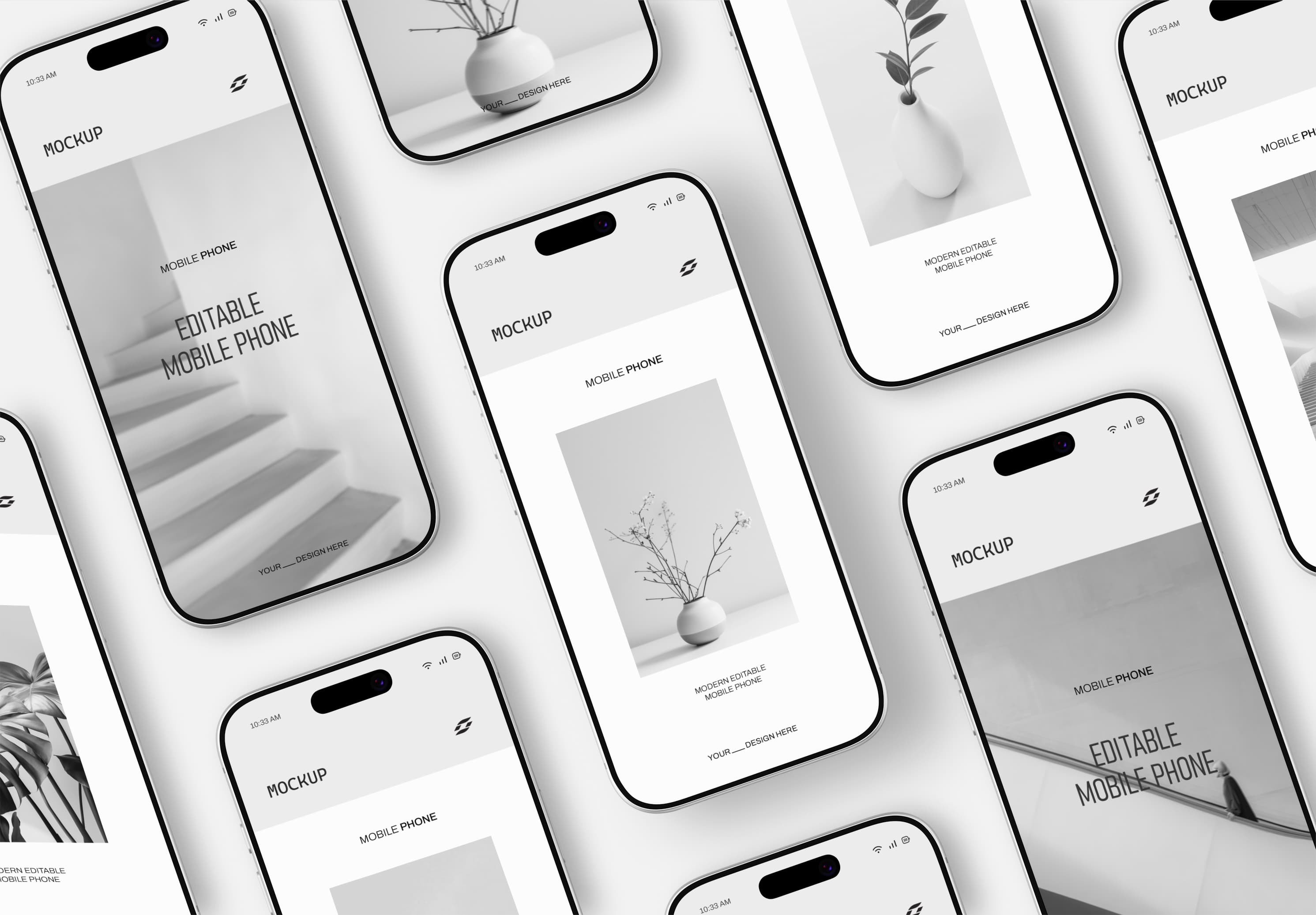 Multiple Phone Screen Mockup Layout for UI Design