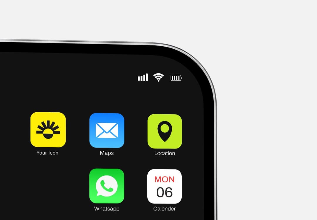 Mobile App Icon Grid Screen Mockup