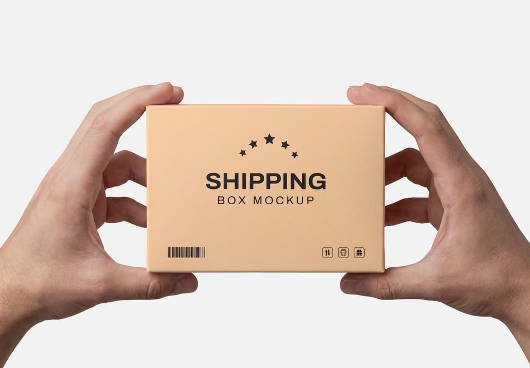 Shipping Cardboard Box Mockup – Handheld View