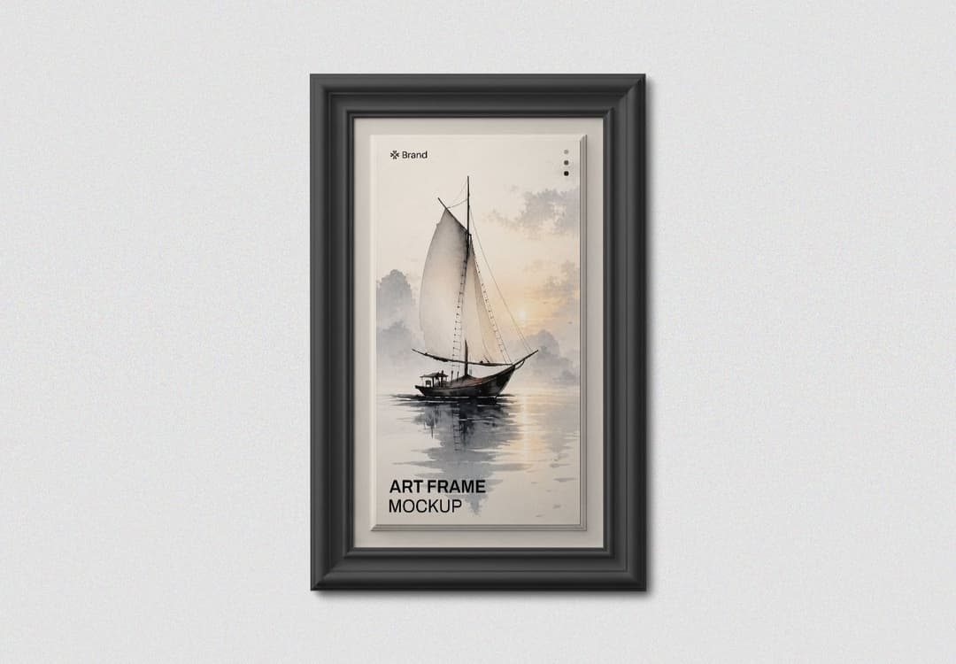 Minimal Wall Art Frame Mockup with Sailing Artwork