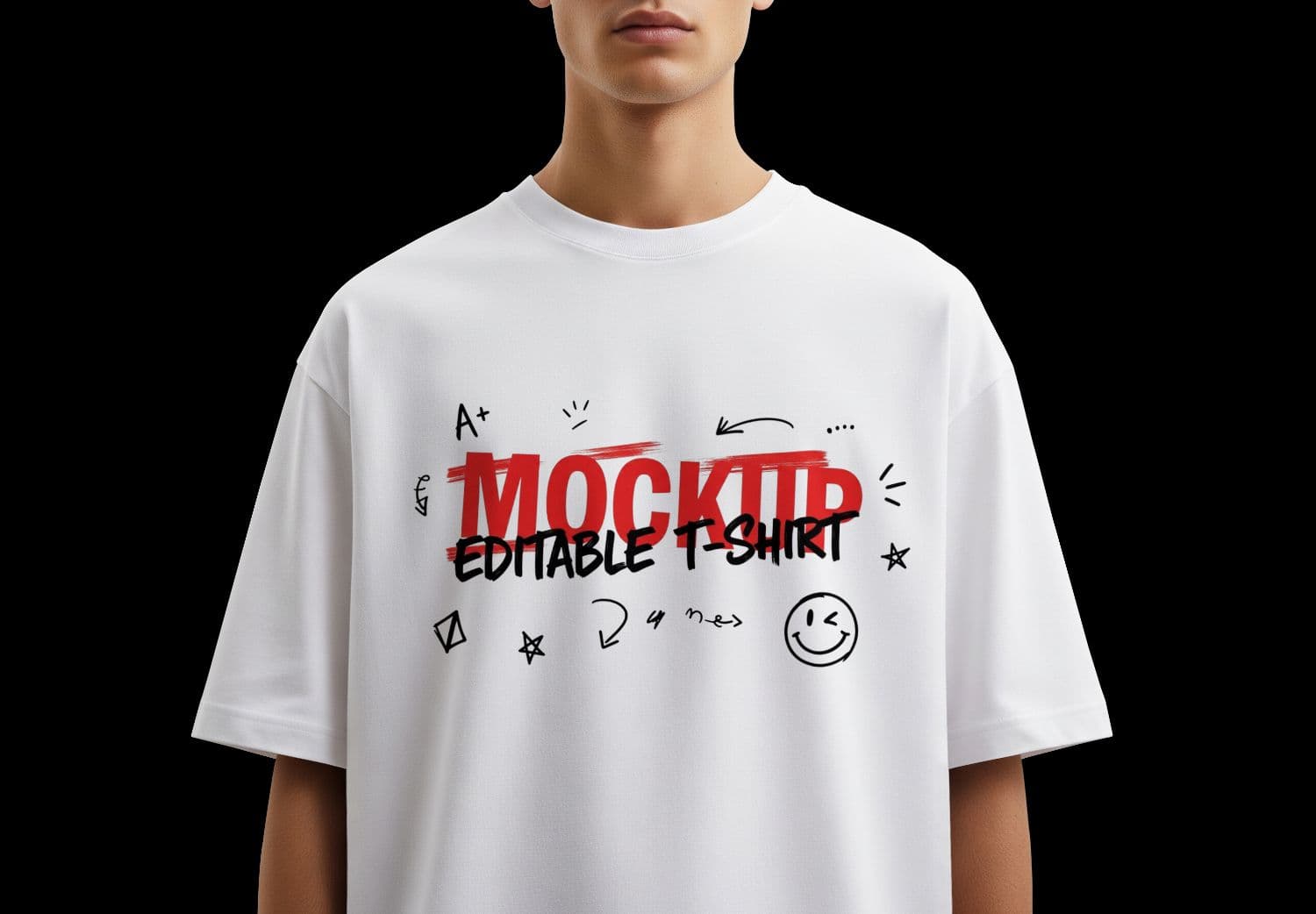 Front Design Oversized White T Shirt Mockup