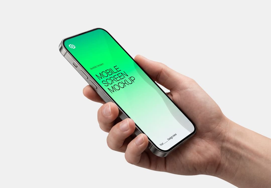 Right Hand Holding Mobile Phone Mockup