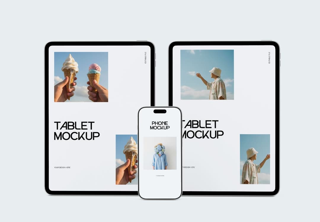 Tablet and Phone Mockup Clean Device Presentation Set