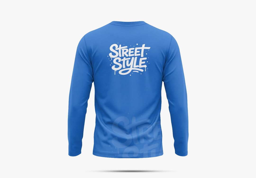 Blue Long Sleeve T Shirt Mockup Back Views
