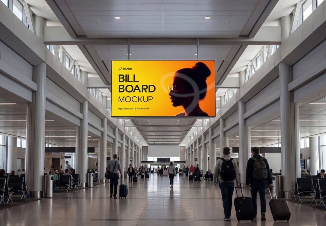 Airport Billboard Mockup Indoor Advertising Display Scene