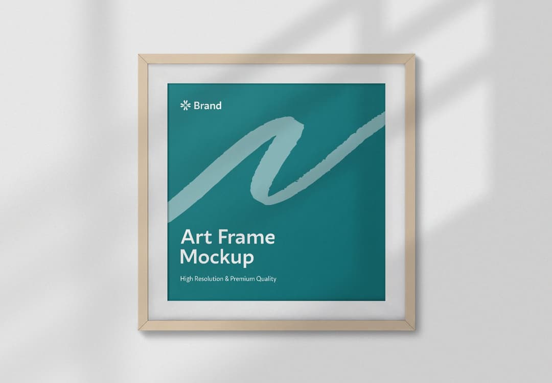Wood Frame Art Mockup Clean Wall Display