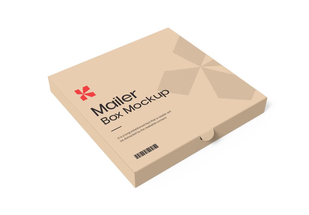 Minimal Mailer Box Mockup Perspective View
