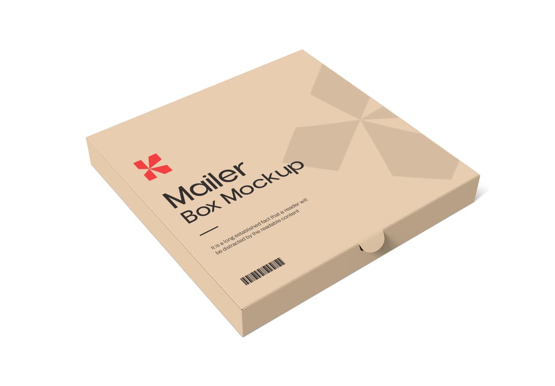 Minimal Mailer Box Mockup Perspective View