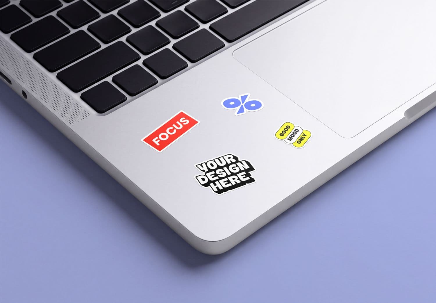 Close Up Laptop Sticker Mockup with Modern Device Surface