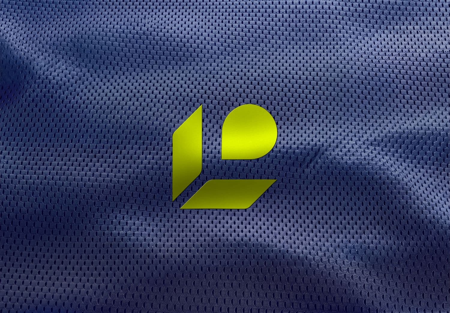 Metallic Sports Logo Mockup on Blue Jersey Fabric