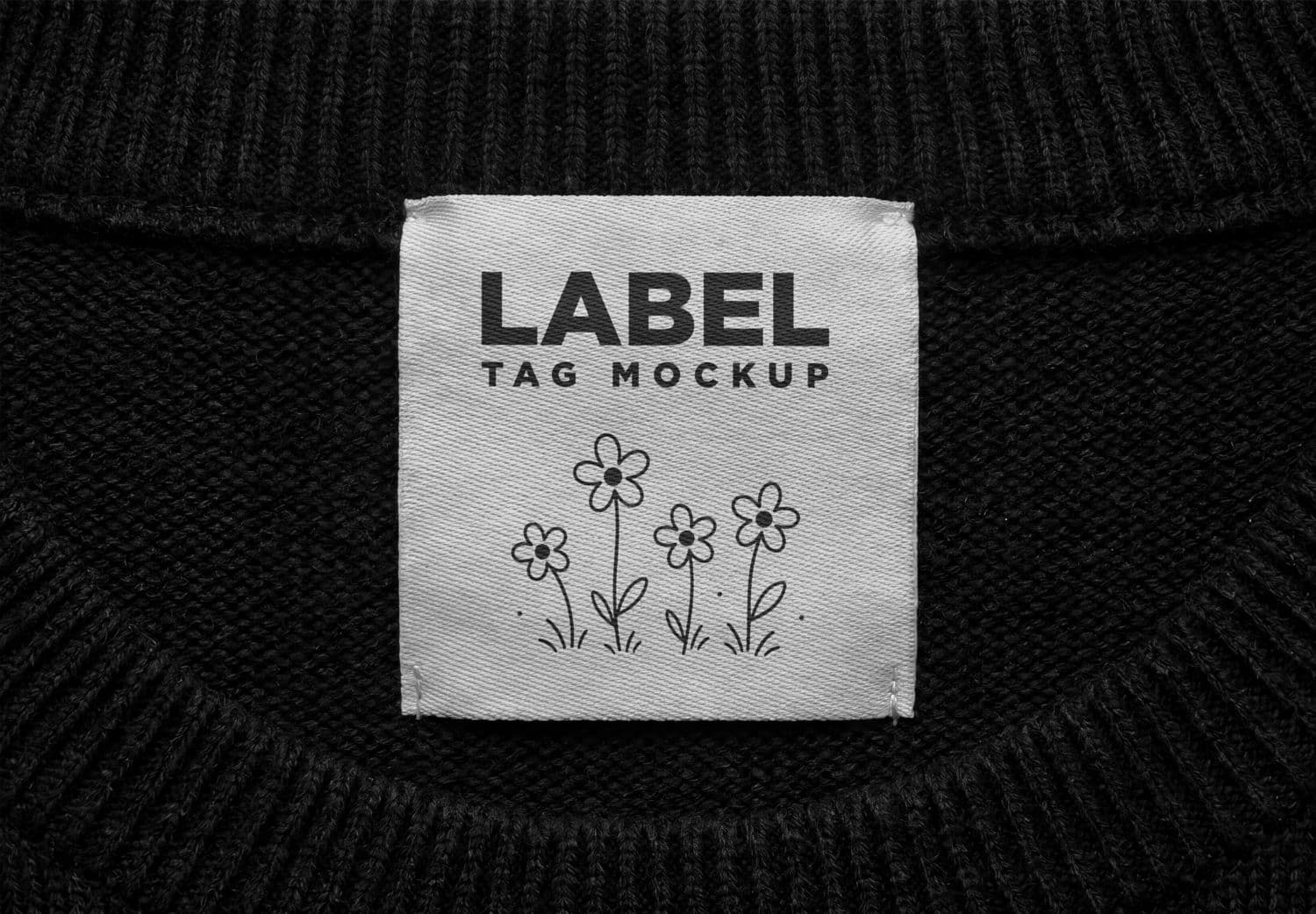 Fashion Label Tag Mockup with Black Fabric Background