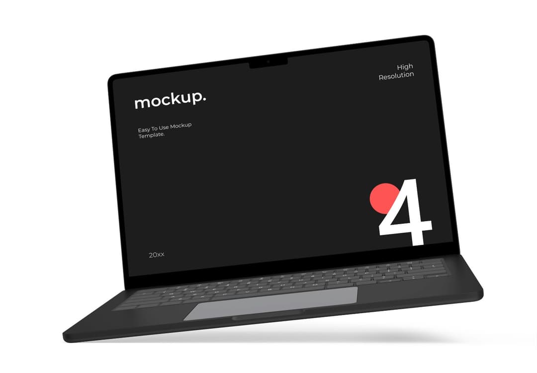 Floating Laptop Screen Mockup