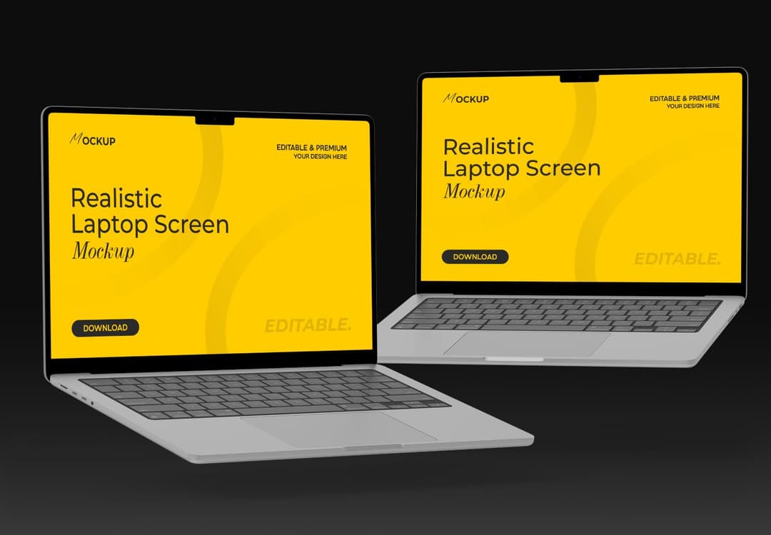Floating Laptop Screen Mockups