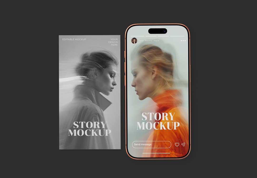 Realistic Instagram Story Mockup with Mobile Screen | MockupHive