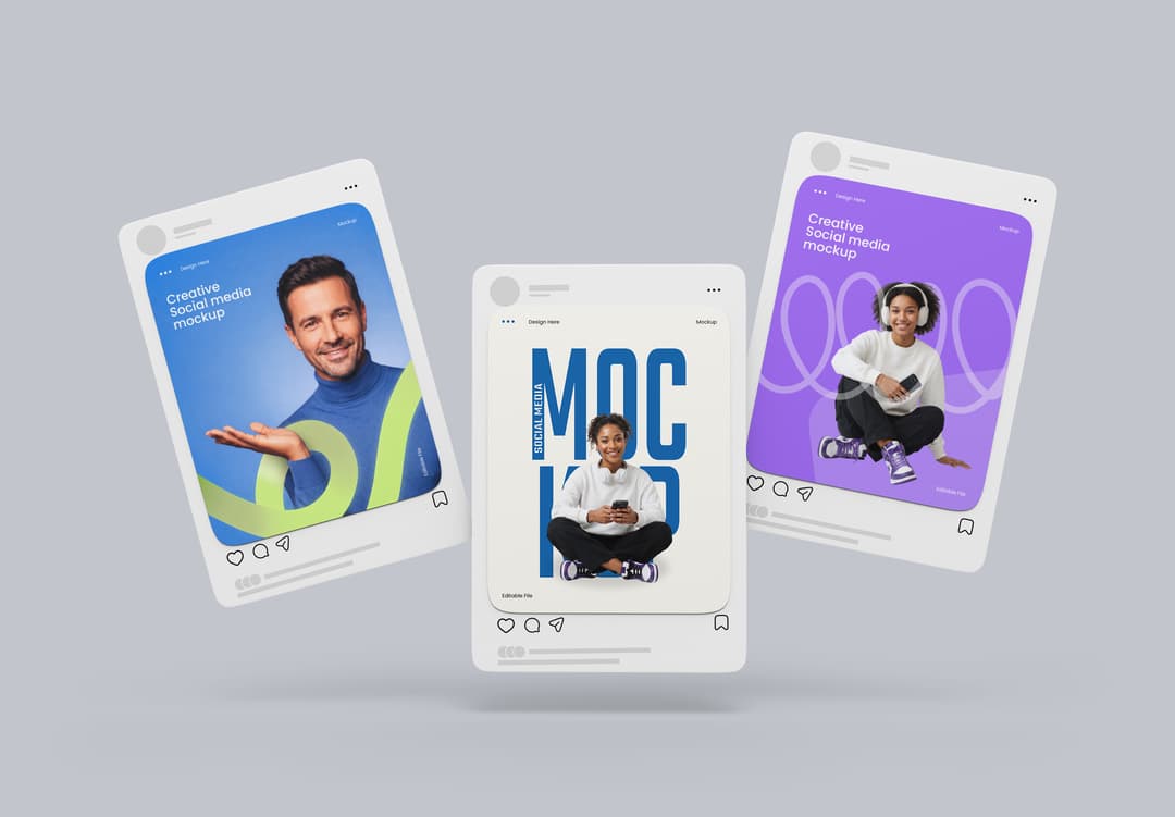Floating Social Media Mockup | MockupHive