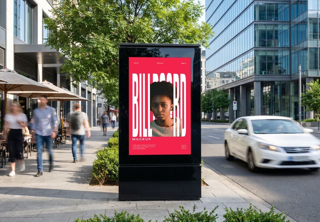 City Street Advertising Billboard Mockup