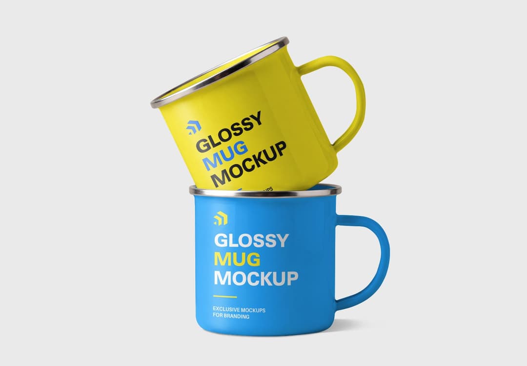 Glossy Enamel Mug Mockup