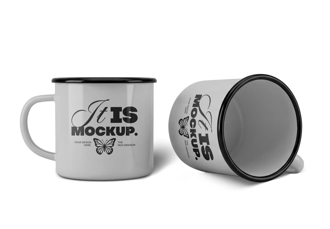 Free Realistic Enamel Mug Mockup PSD