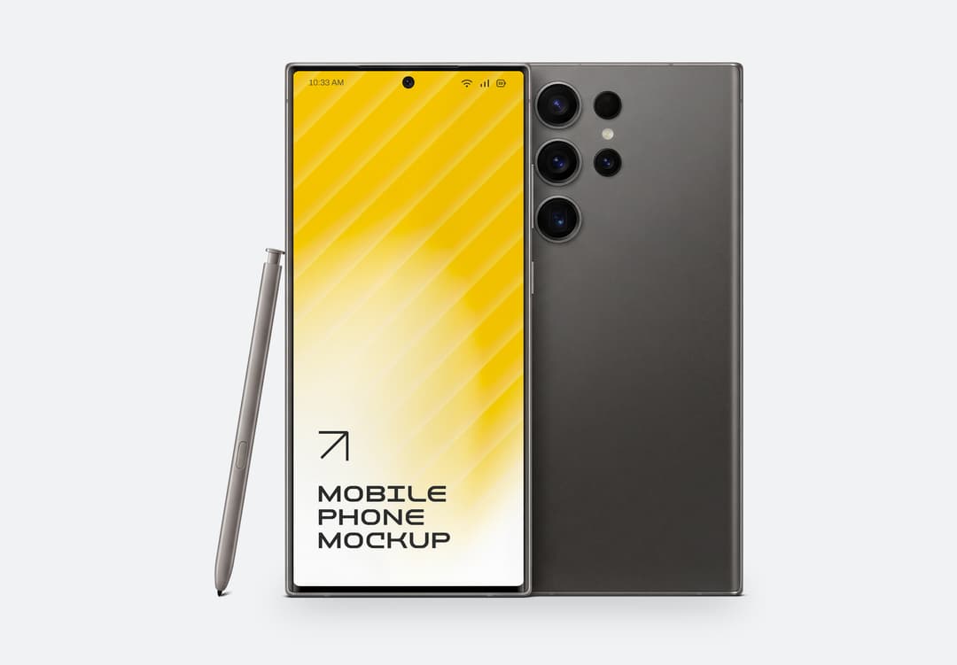 Samsung Galaxy S24 Ultra Front & Back Mockup | MockupHive
