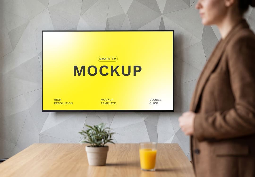 Wall Mounted Smart TV Mockup