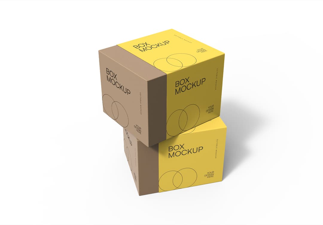 Square Cardboard Box Mockup – Top & Side View