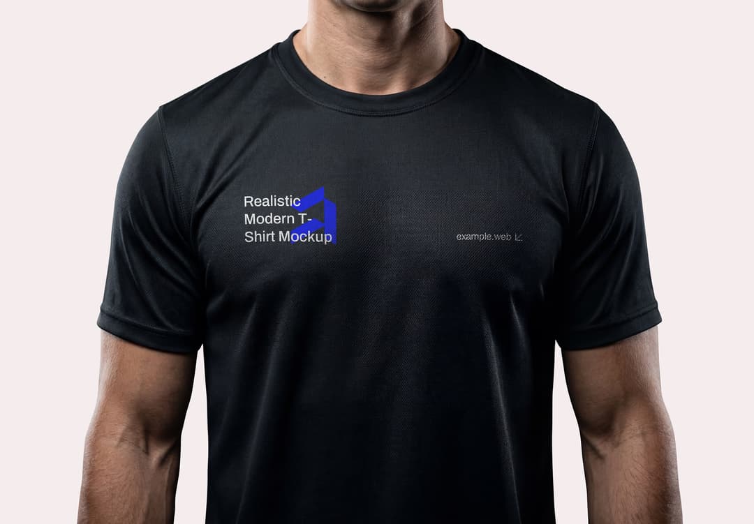 T-Shirt Front View Mockup – Athletic Fit Apparel for Branding Presentation