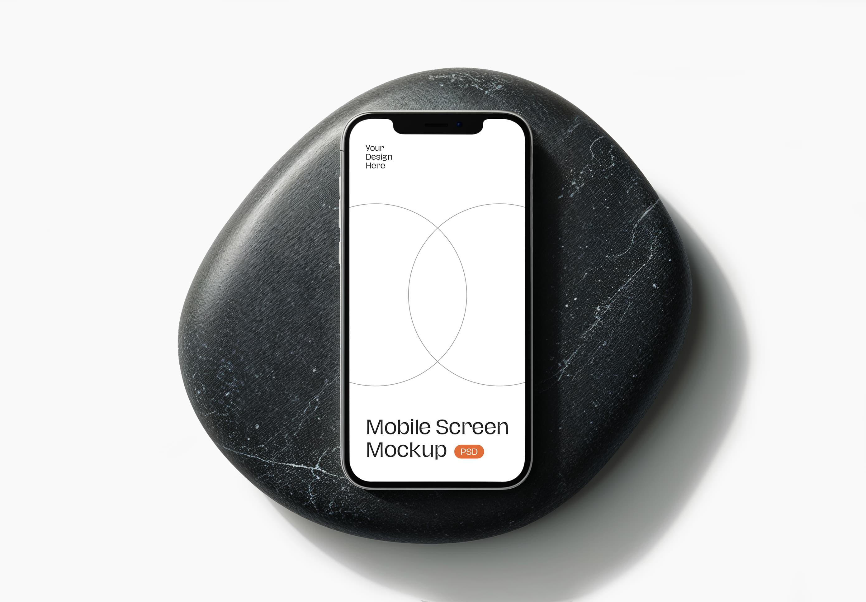 Mobile Screen Mockup on Black Stone – Editable PSD