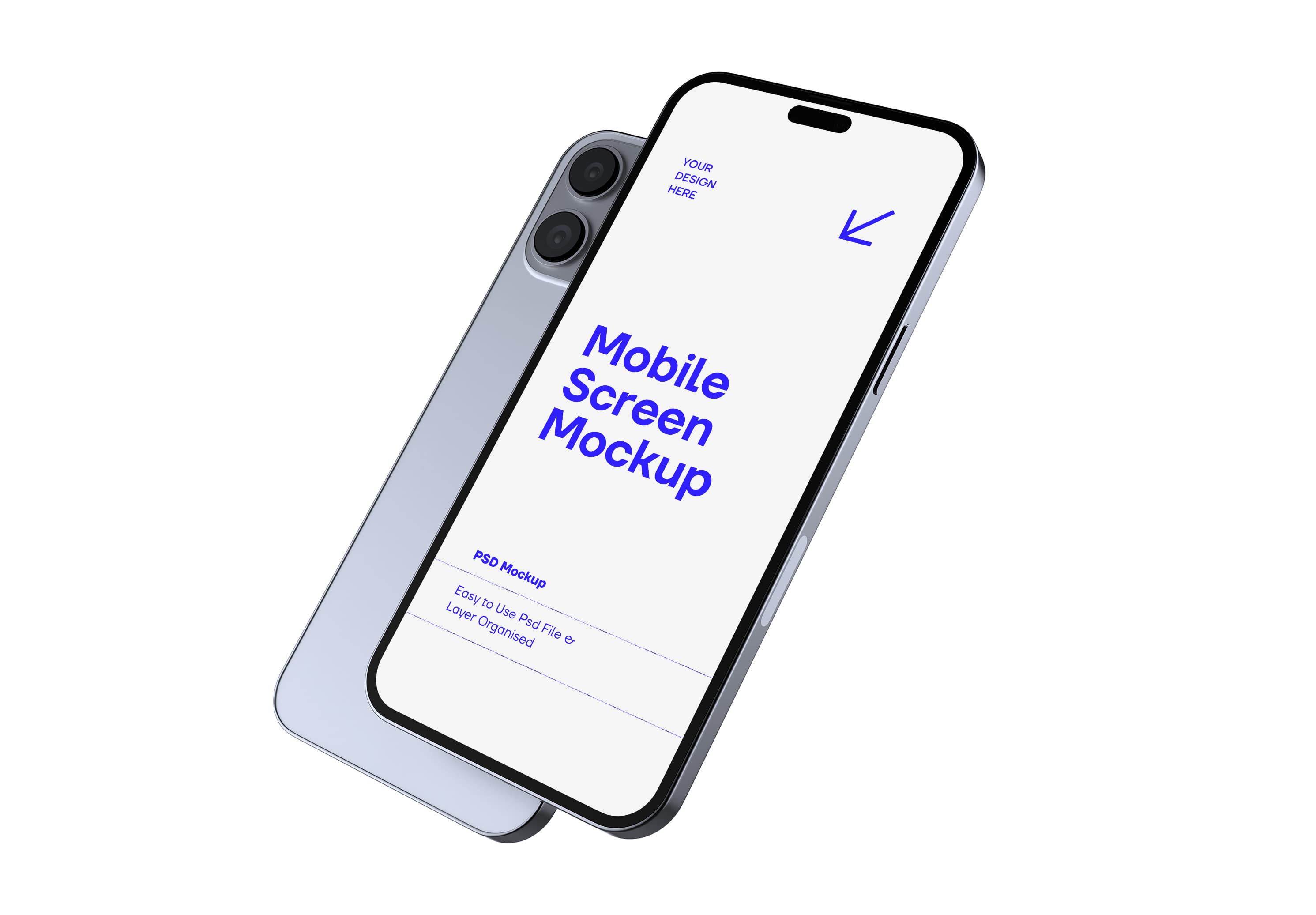 Free Angled Mobile Screen Mockup PSD for UI Presentations