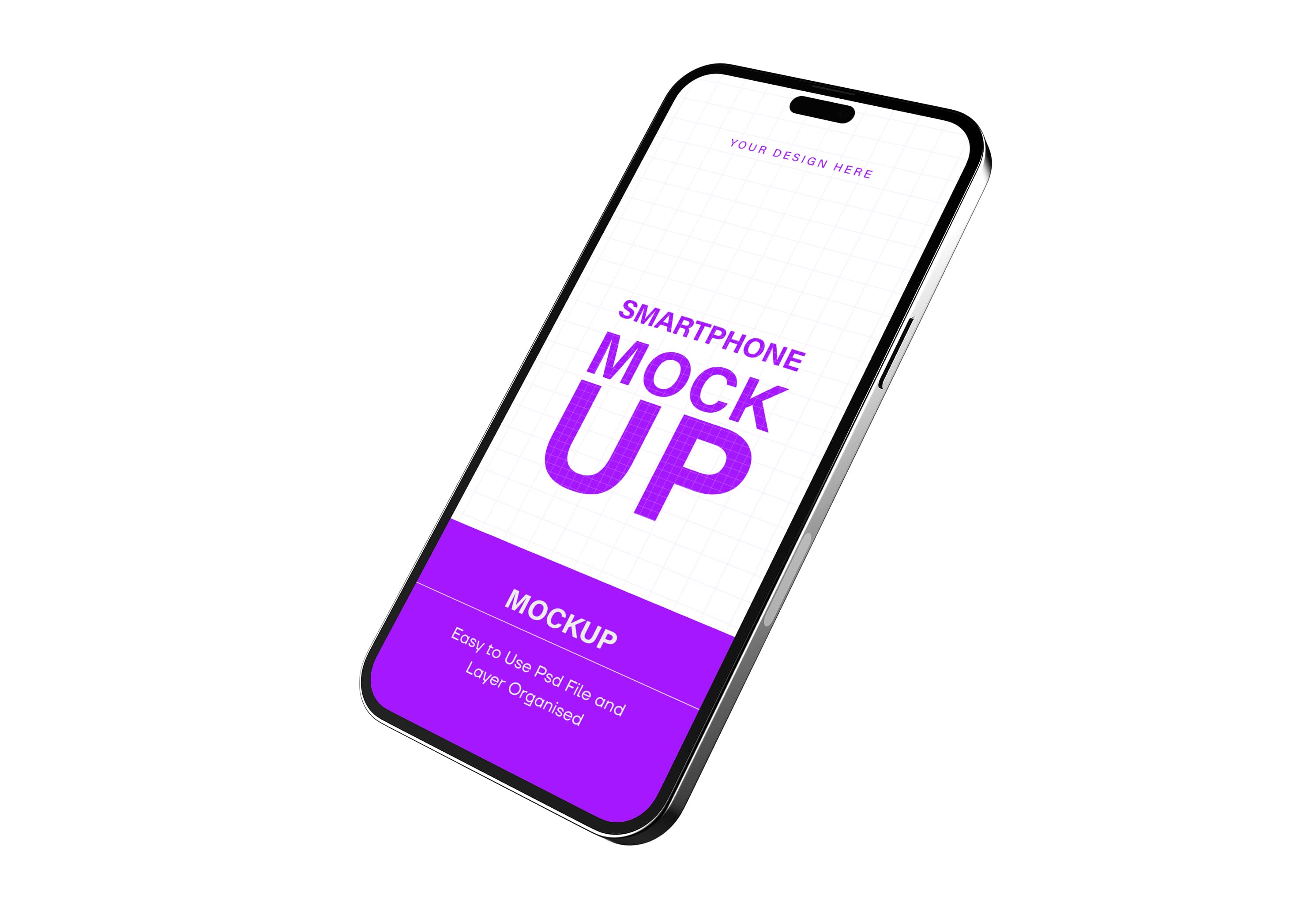 Smartphone Mockup – Grid & Purple, Editable PSD