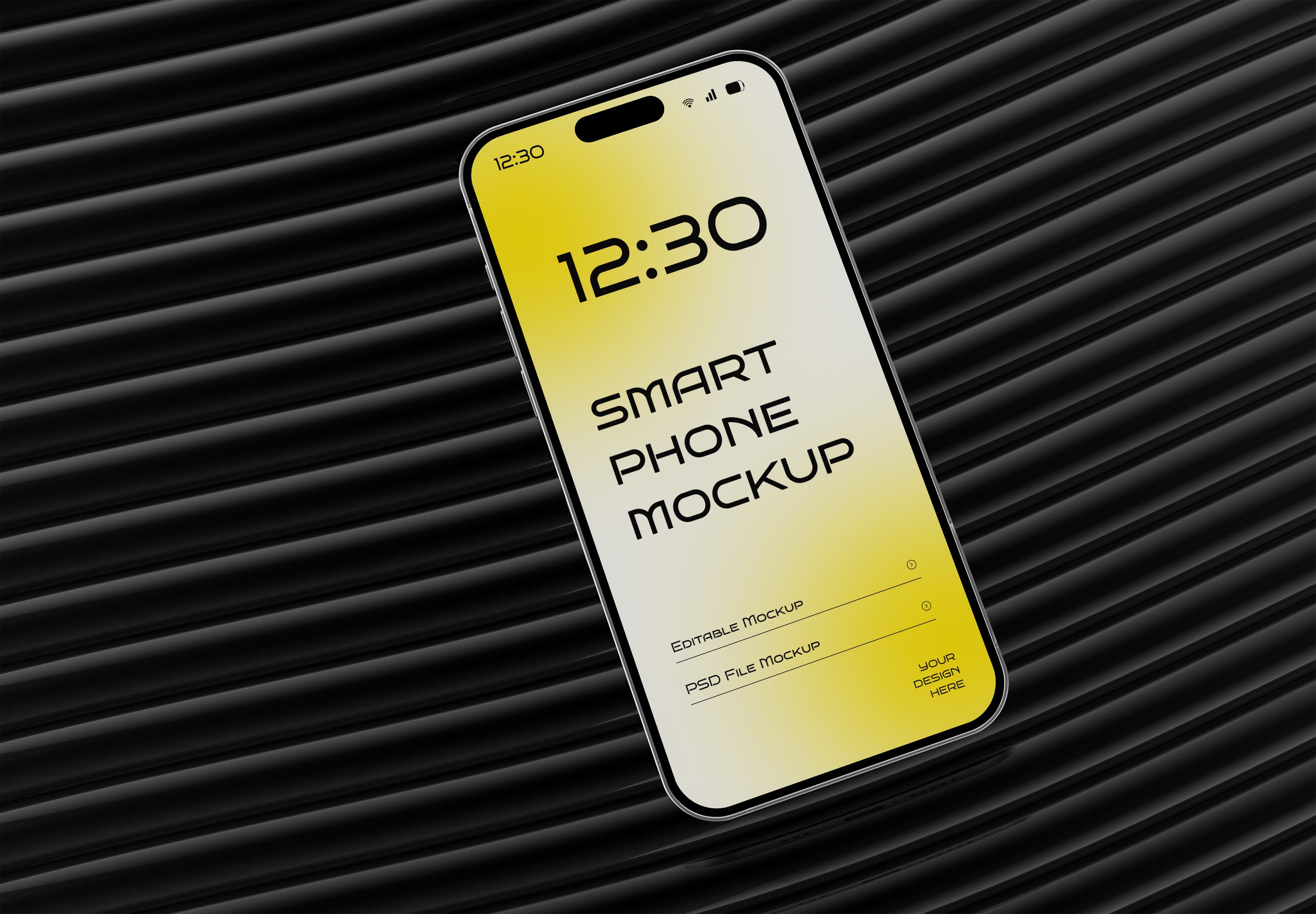 Yellow Gradient iPhone 17 Pro Max Mockup – High Quality Presentation on Textured Black Ribbed Surface