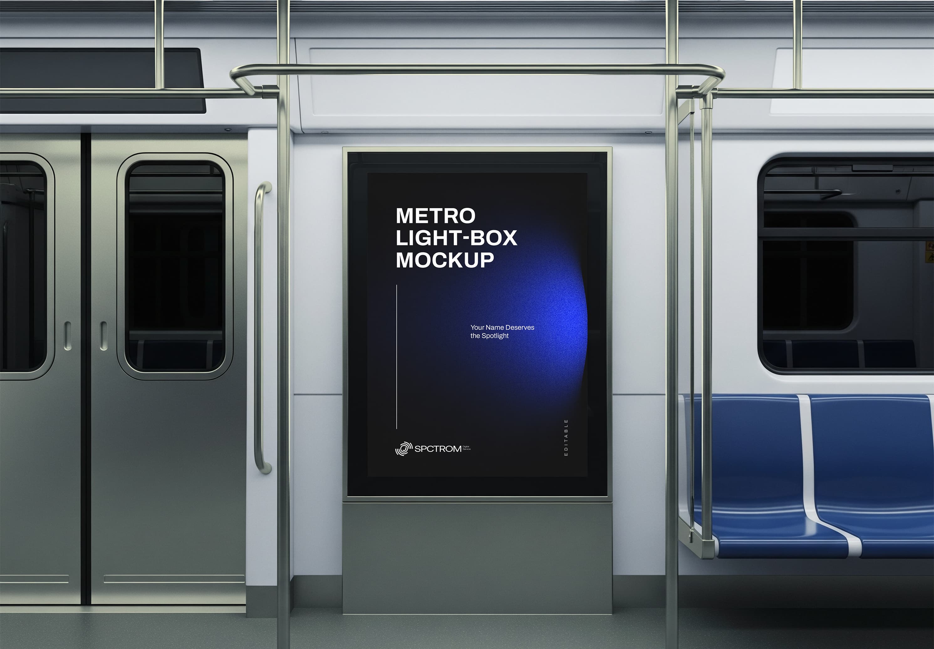 Metro Light-Box Mockup – High Quality In-Train Advertising Display