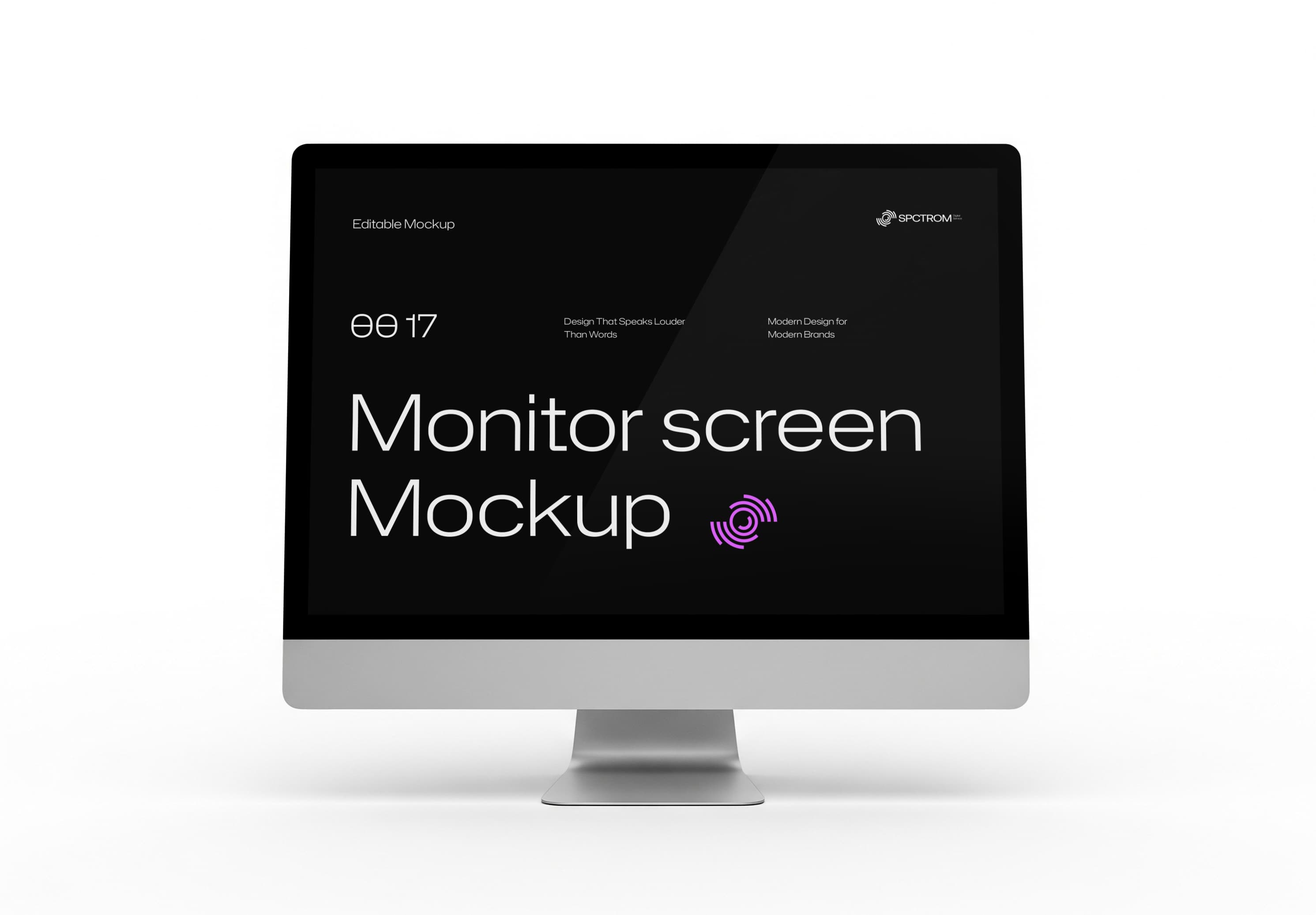 Minimalist Monitor Screen Mockup - Black Theme Editable Template