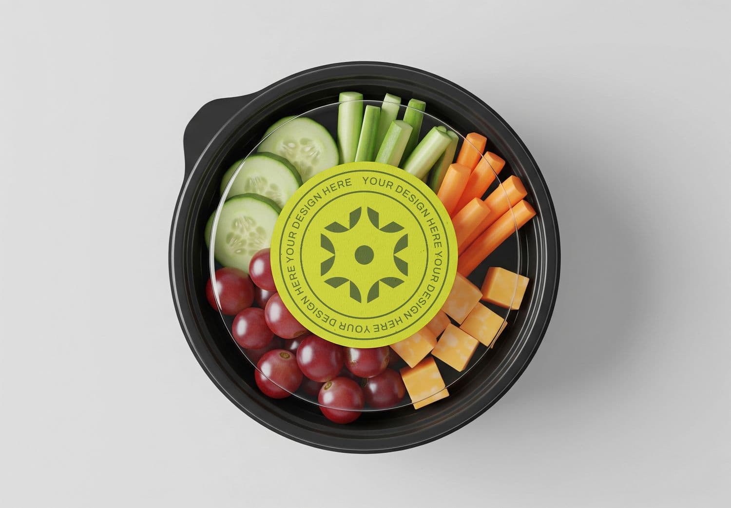 Veggie & Cheese Snack Tray Mockup - Realistic Packaging Template