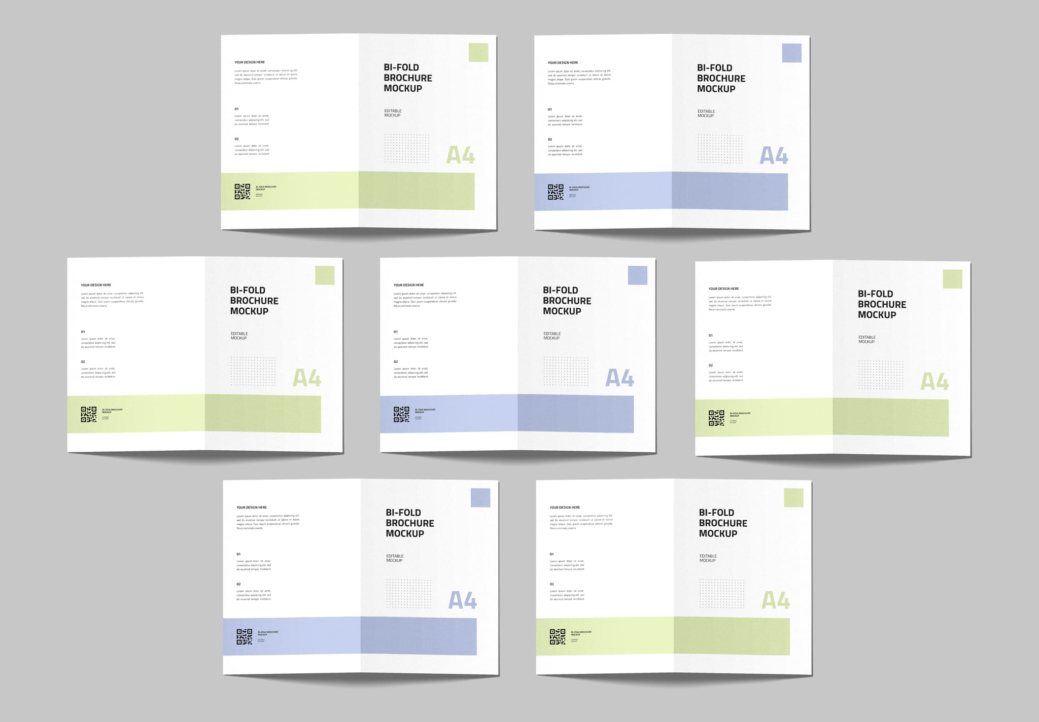 Bi-Fold Brochure Mockup Set – Offline Editable PSD (A4)