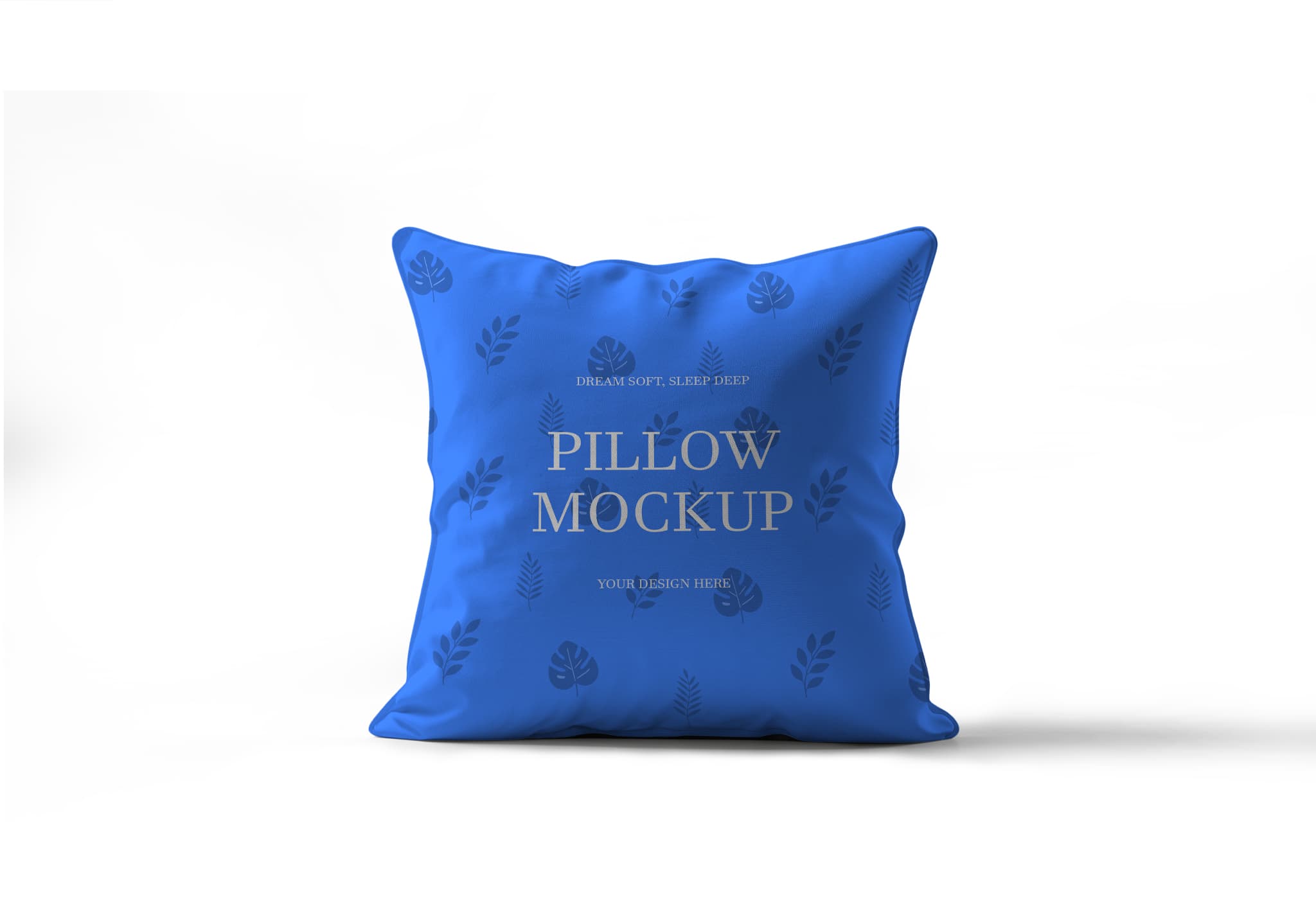 Blue Patterned Pillow Mockup – Soft Texture Front View