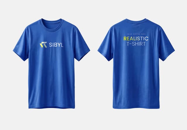 Realistic Blue T-Shirt Mockup Front Back View
