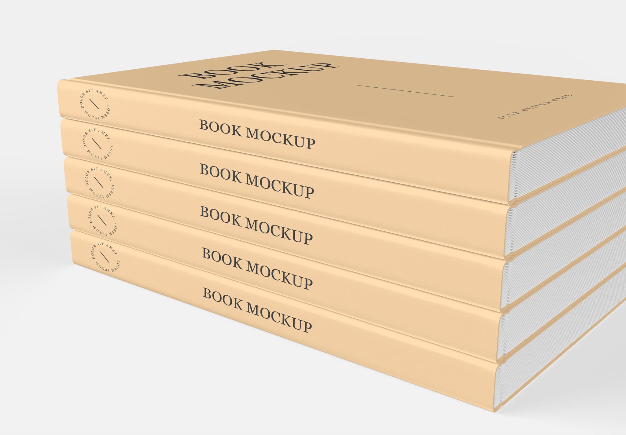 Minimalist Hardcover Book Mockup – Stack of Five Elegant Books