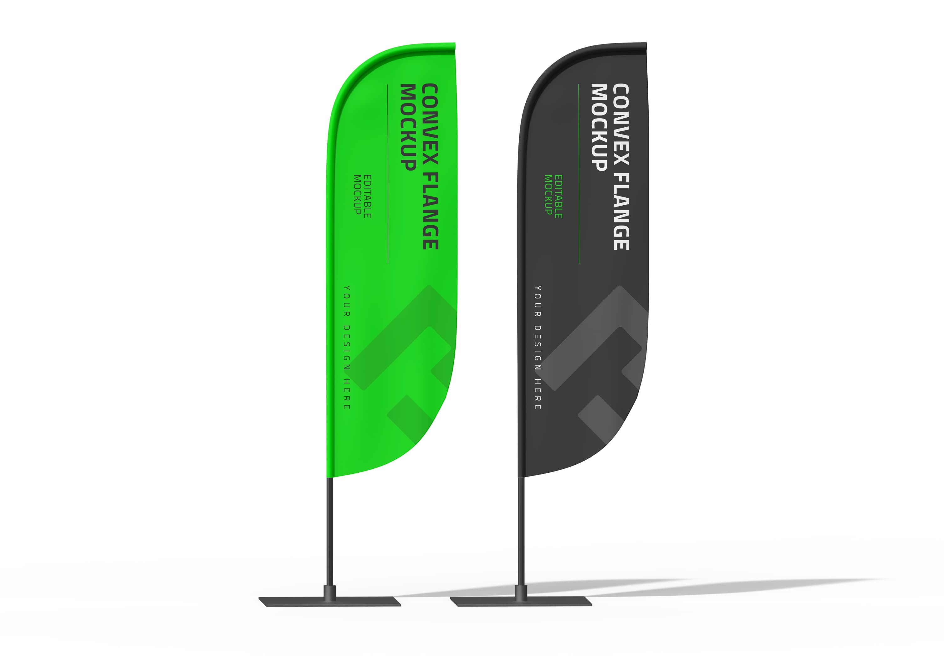 Convex Flange Banner Mockup – Green & Black Outdoor Flag Design