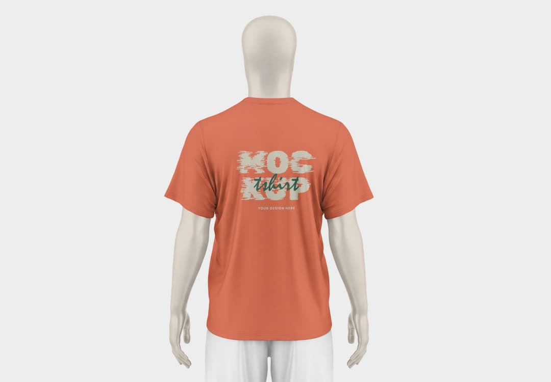 Realistic Back View T-Shirt Mockup