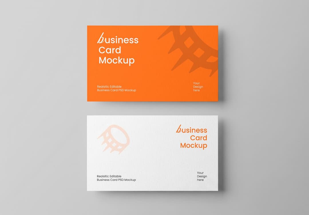 Orange Business Card Mockup - Editable PSD Template