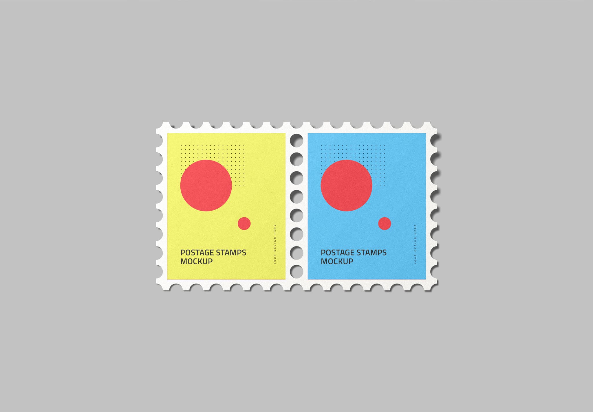 Dual Postage Stamp Mockup – Editable Print Design Template