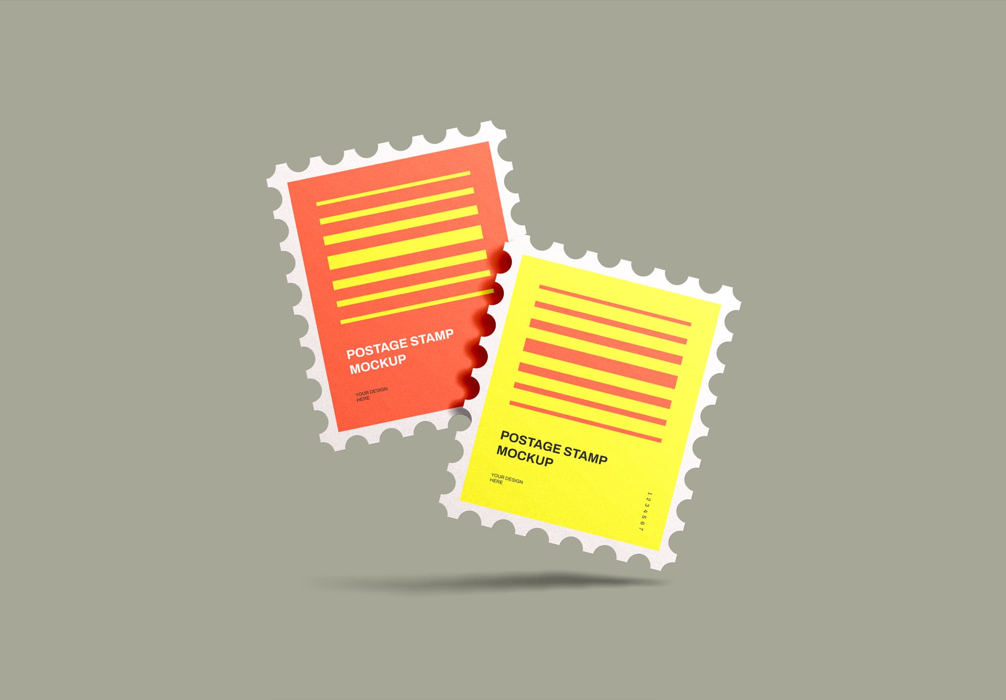 Floating Postage Stamp Mockup Pair – Editable Print Template
