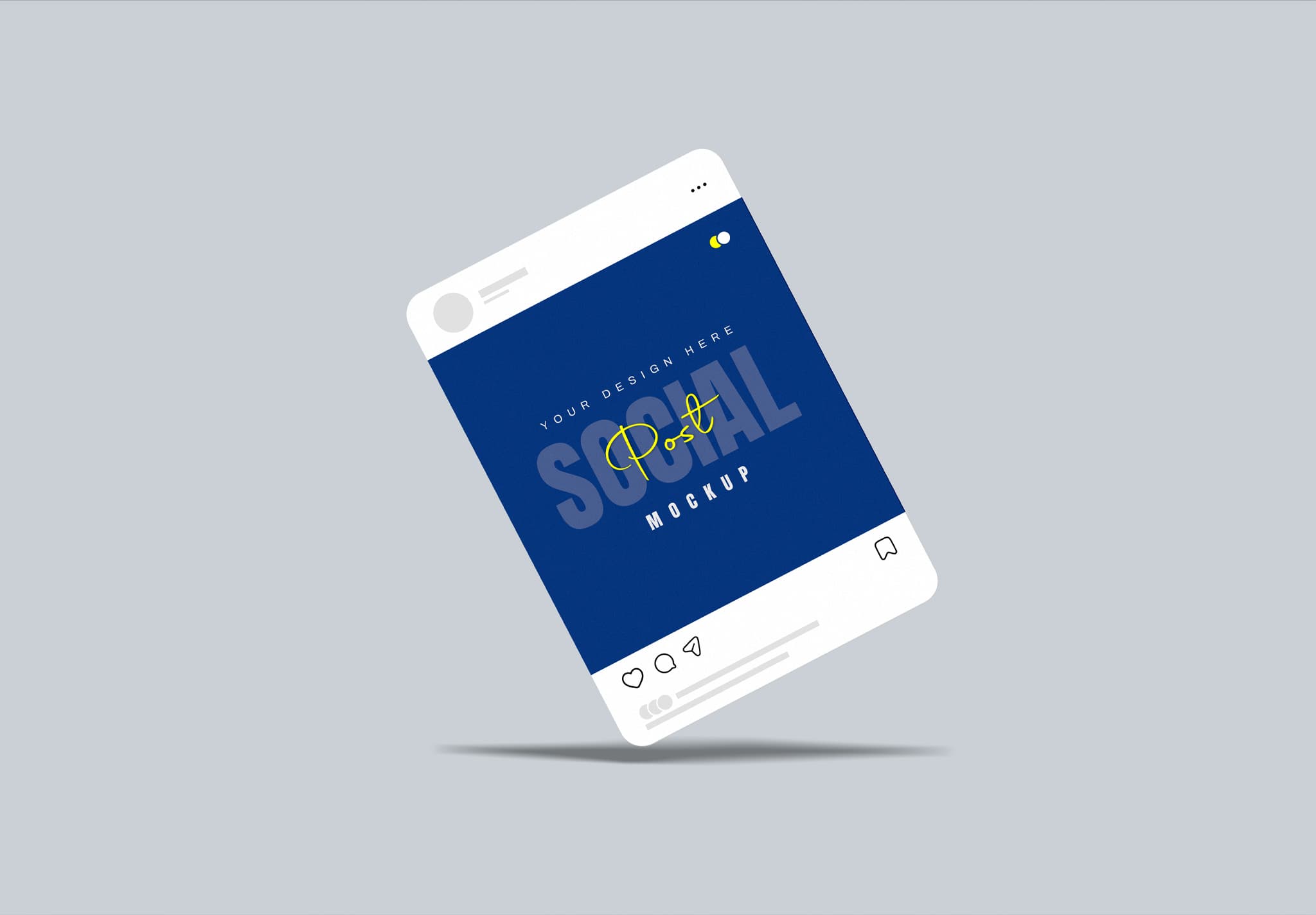 Floating Social Post Mockup – Single Card with Deep Blue Background