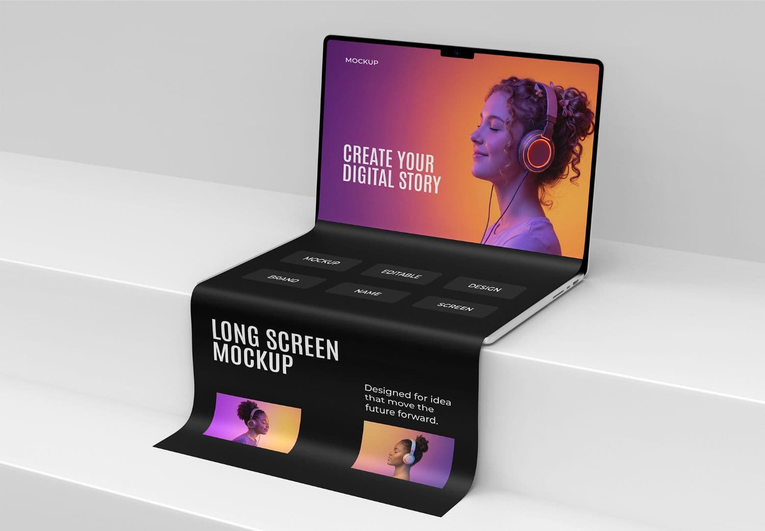 Long Scroll Laptop Mockup for Website and Landing Page Design