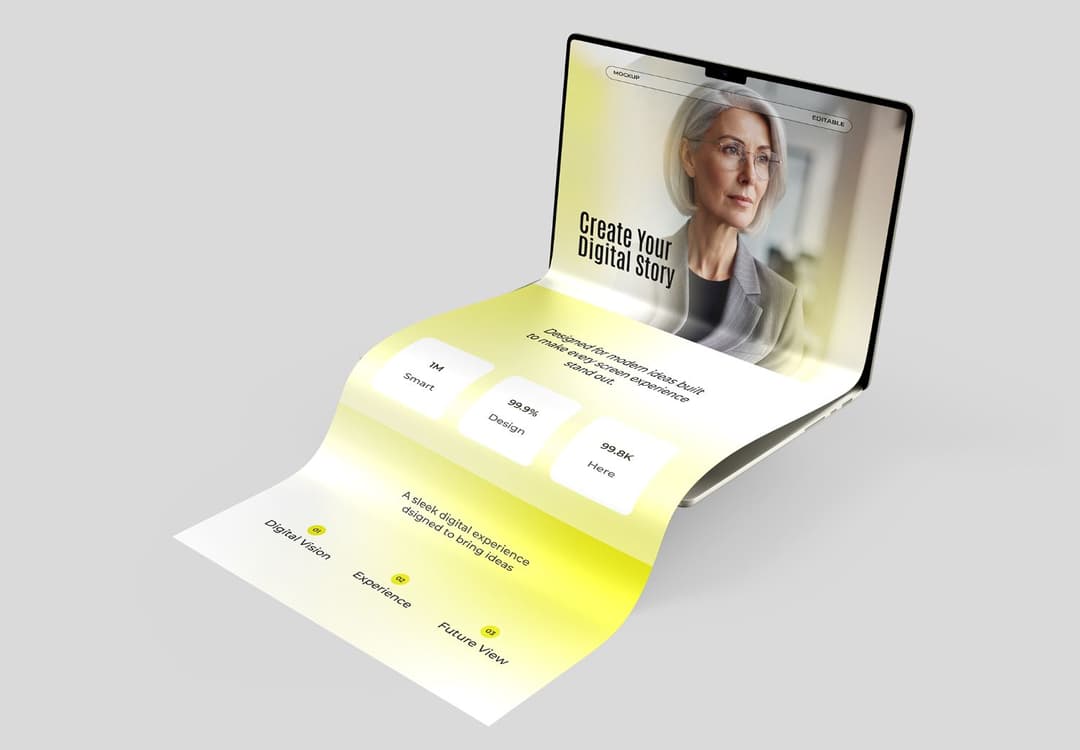 Long Scroll Laptop Mockup for Website and Landing Page Presentation